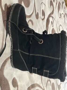 G by Guess Black Suede Lace-Up Ankle Booties